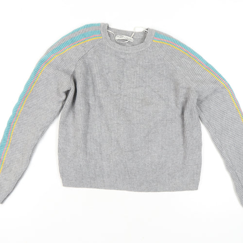Pull&Bear Women's Grey Knit Jumper Medium