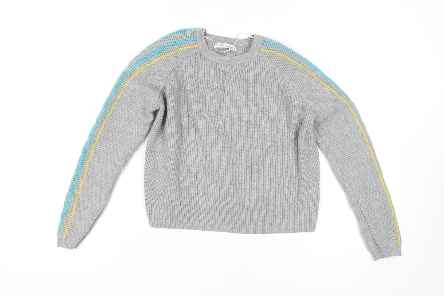 Pull&Bear Women's Grey Knit Jumper Medium