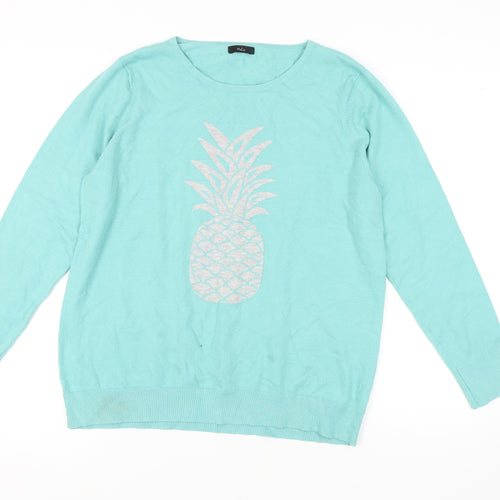 M&Co Women's Blue Pineapple Jumper Size 20