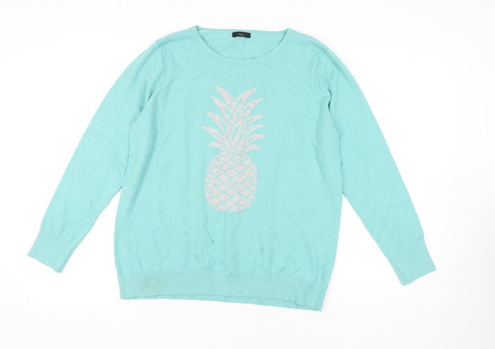 M&Co Women's Blue Pineapple Jumper Size 20