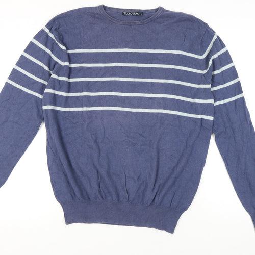 Woolovers Men's Blue Striped Pullover Jumper, L
