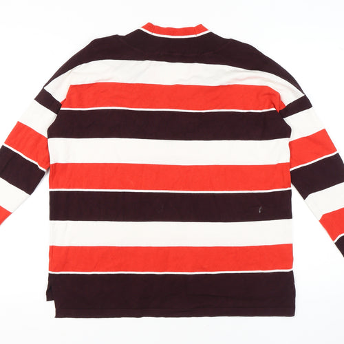 Warehouse Women’s Striped V-Neck Pullover Jumper Red 10