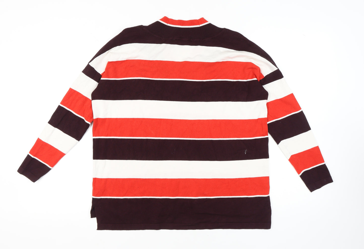 Warehouse Women’s Striped V-Neck Pullover Jumper Red 10