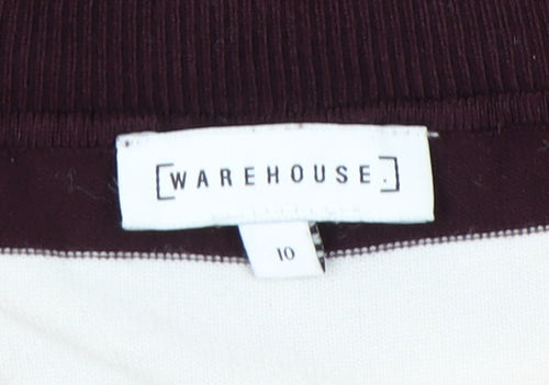 Warehouse Women’s Striped V-Neck Pullover Jumper Red 10