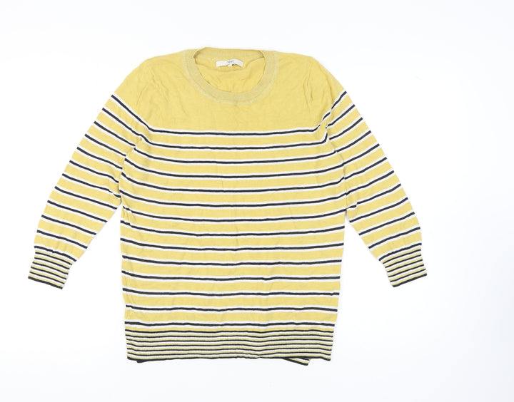 Next Women's Yellow Striped Pullover Jumper Size 12