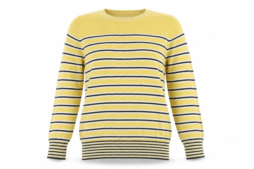 Front view of Next Women's Yellow Striped jumper, size 12