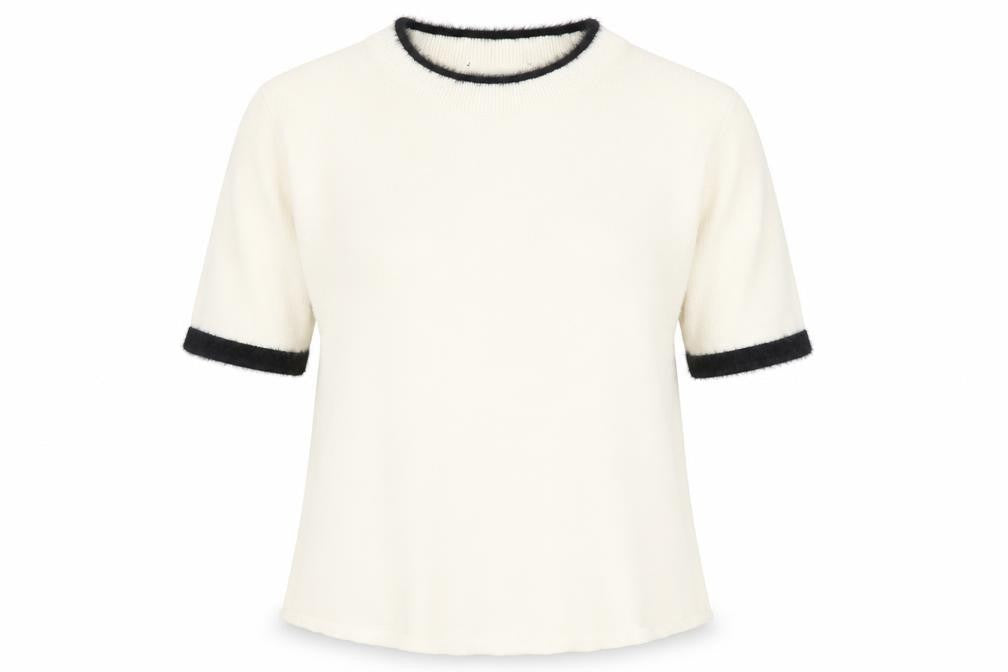 Front view of Zara Women's Ivory Crew Neck Jumper, size 12