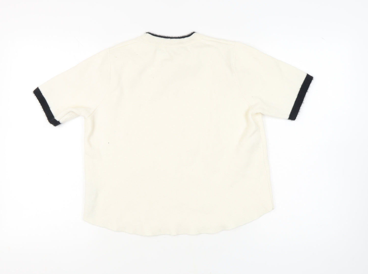 Zara Women's Ivory Crew Neck Jumper Size 12