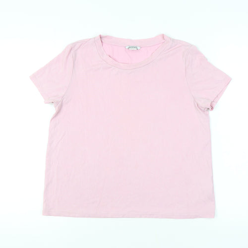 Monki Women's Pink Basic T-Shirt Size M with Crew Neck
