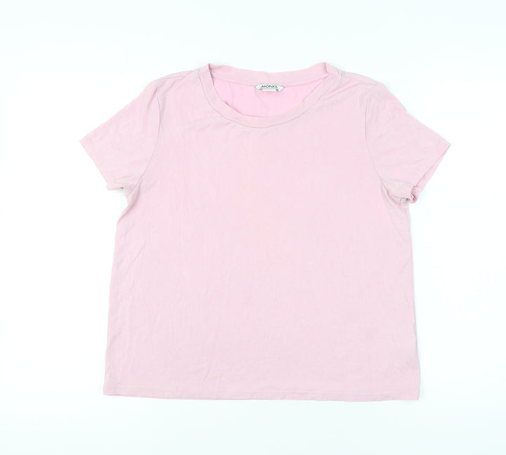 Monki Women's Pink Basic T-Shirt Size M with Crew Neck