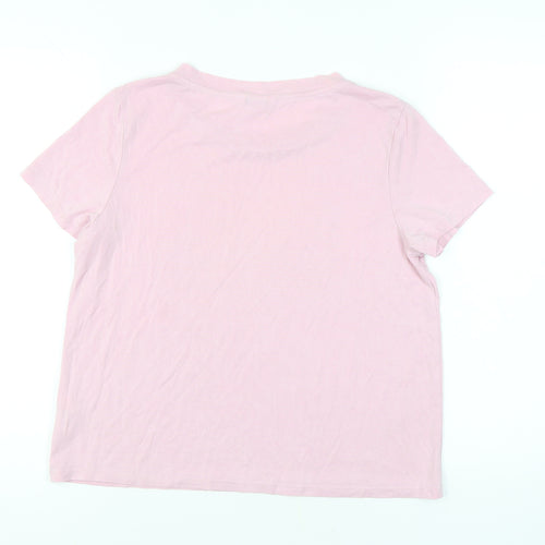 Monki Women's Pink Basic T-Shirt Size M with Crew Neck