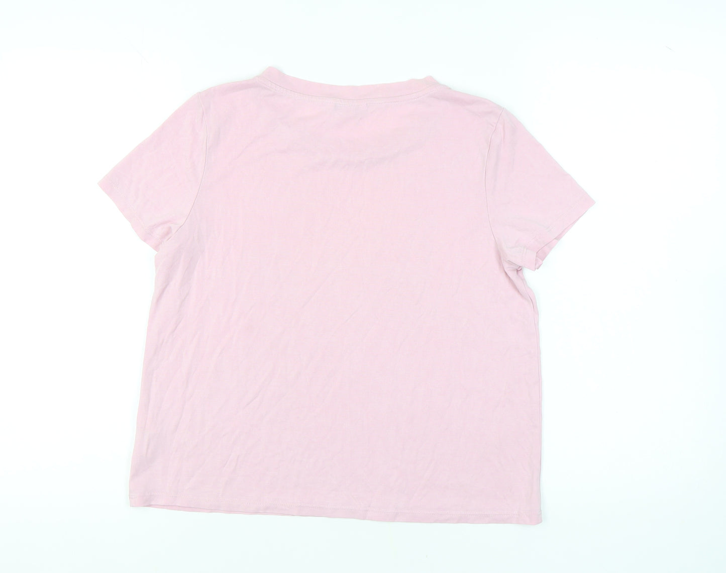Monki Women's Pink Basic T-Shirt Size M with Crew Neck