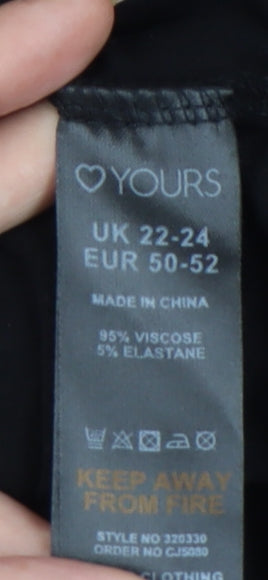 Yours Women's Black Plus Long Sleeve Top 22-24