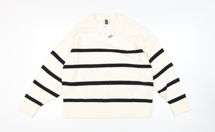 Divided Women’s Ivory Striped Pullover Jumper M