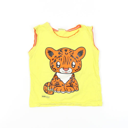 Model Kids Yellow Kids T-Shirt Sleeveless Graphic Print L