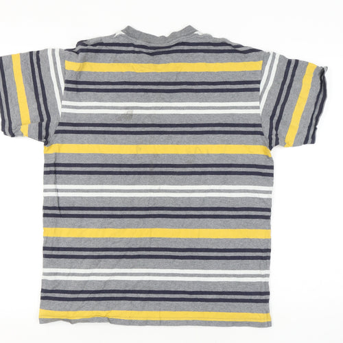 Carhartt Men's Grey Striped Crew Neck T-Shirt Medium