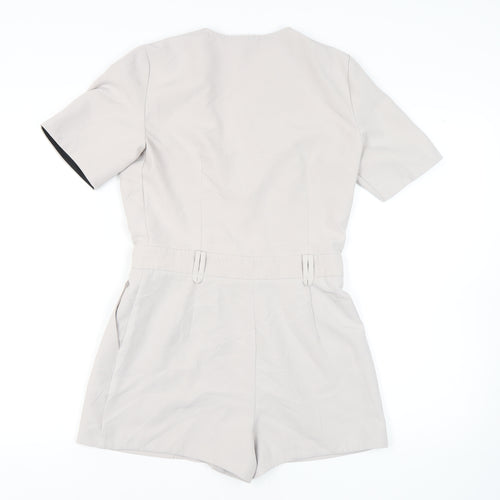 Topshop Women's Beige Short Sleeve Jumpsuit Size 10