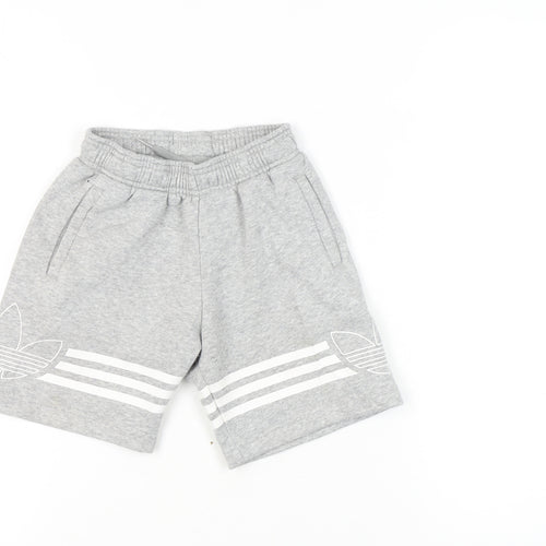 Adidas Boys Grey Athletic Shorts, 5-6 Years, Elastic Waist