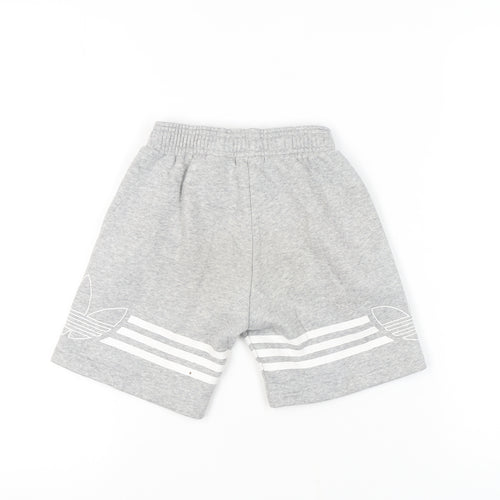 Adidas Boys Grey Athletic Shorts, 5-6 Years, Elastic Waist