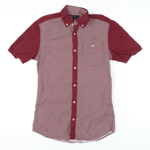 Next Men's Red Geometric XS Short Sleeve Shirt