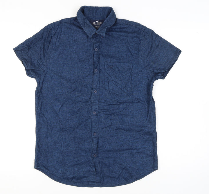 Hollister Men's Blue Short Sleeve Button-Up Shirt S