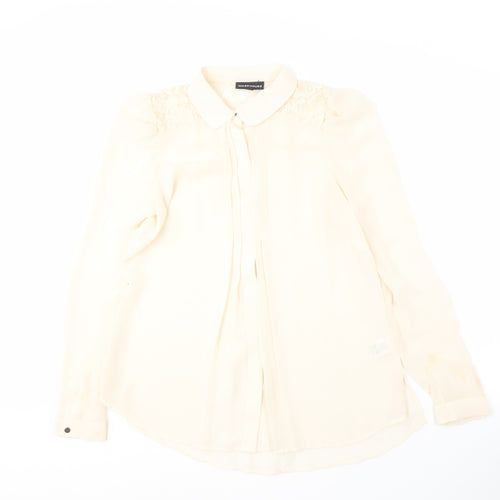 Warehouse Women's Beige Lace Blouse UK 10