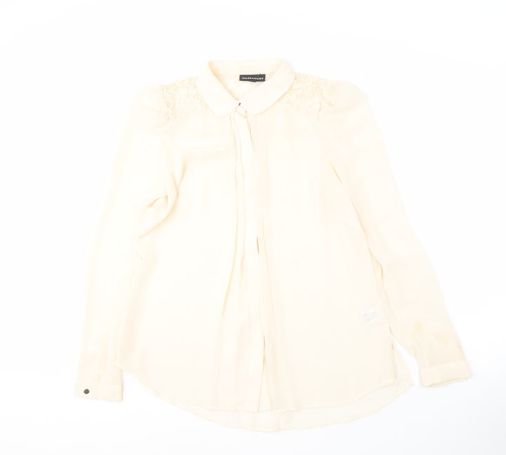 Warehouse Women's Beige Lace Blouse UK 10