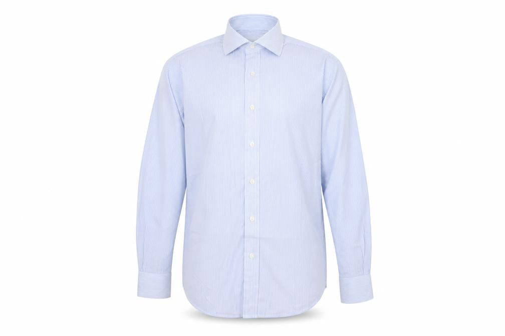 The Savile Row Men's Blue Striped Shirt 15 Slim Fit