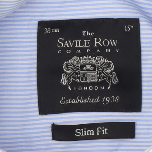 The Savile Row Men's Blue Striped Shirt 15 Slim Fit