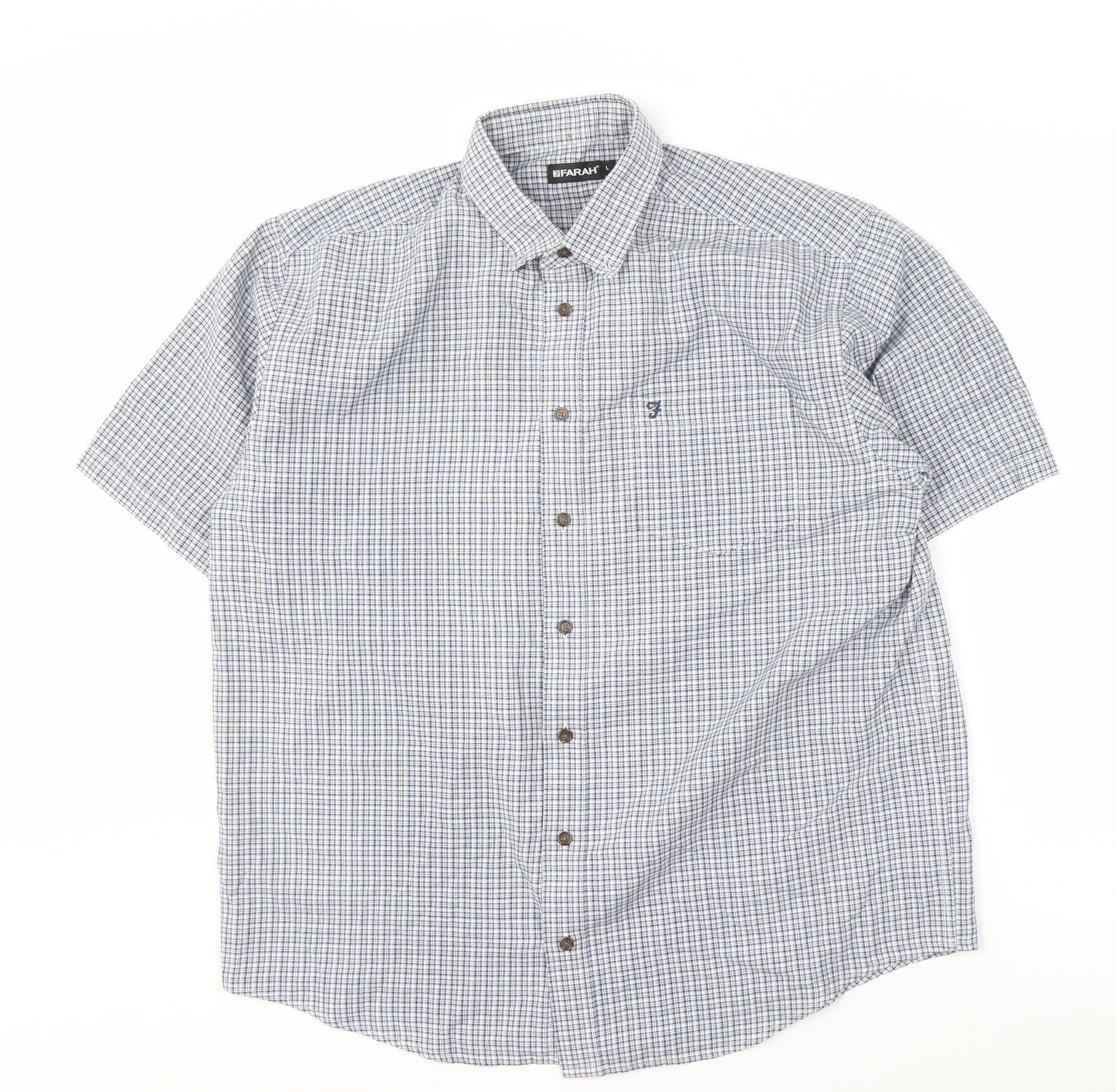 Farah Men's Multicoloured Check Short Sleeve Shirt L