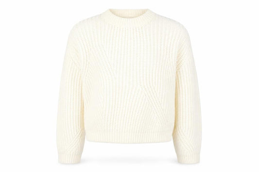 Front view of Zara girls’ ivory acrylic knit jumper, size 13-14