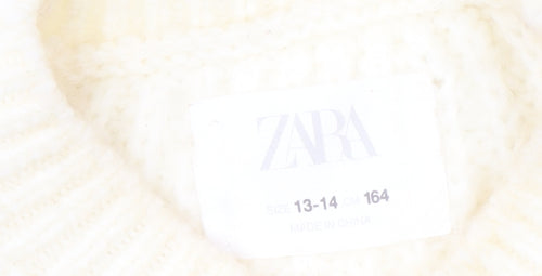 Zara Girls Ivory Acrylic Knit Pullover Jumper, Size 13-14
