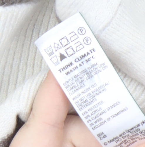 Marks and Spencer Women's XL White Striped Knit Jumper