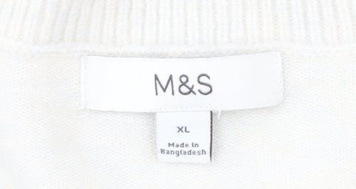 Marks and Spencer Women's XL White Striped Knit Jumper