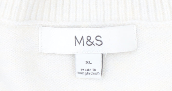 Marks and Spencer Women's XL White Striped Knit Jumper
