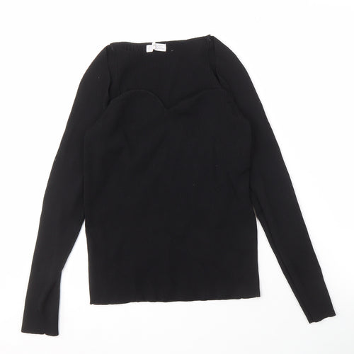 MNG Women's Black Long Sleeve Knit Top XL