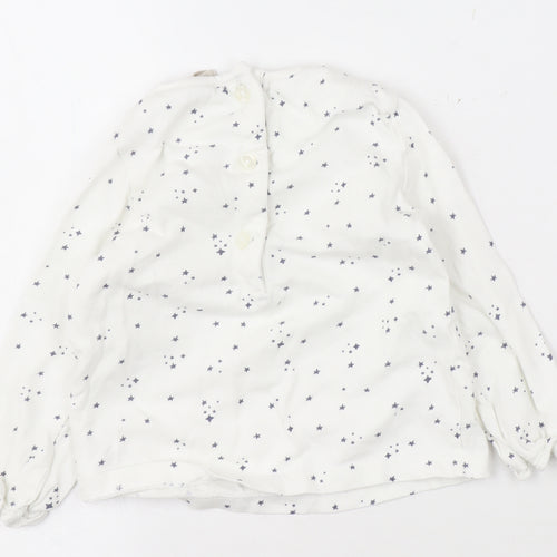 John Lewis Unisex Baby White Stars Blouse, 9-12 Months, Cotton