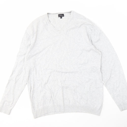 Next Men's Grey V-Neck Pullover Jumper - Large