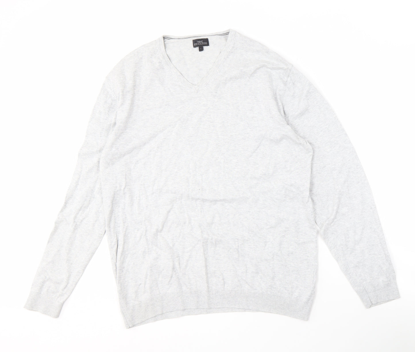 Next Men's Grey V-Neck Pullover Jumper - Large