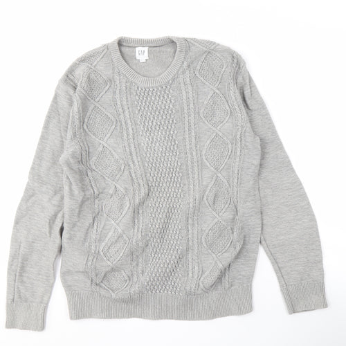 Gap Men's Grey Cable-Knit Pullover, Size S