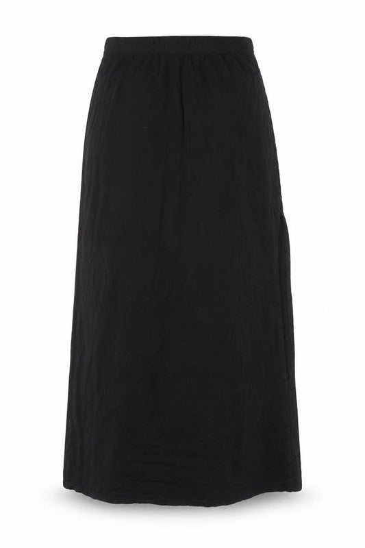Front view of Garage Women's Black Long Skirt, size S, Elastic Waist