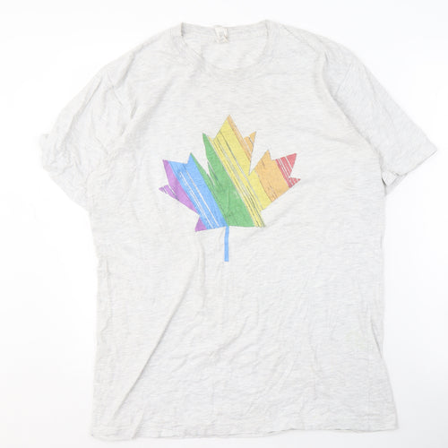 American Apparel White Graphic Men's L T-Shirt, Rainbow Style