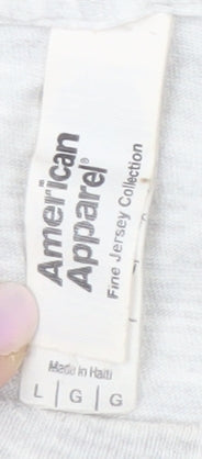 American Apparel White Graphic Men's L T-Shirt, Rainbow Style