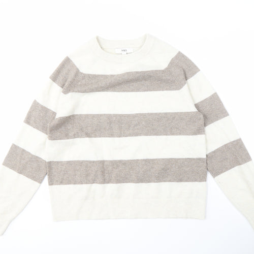 Marks and Spencer Women’s Brown Striped Pullover Jumper M