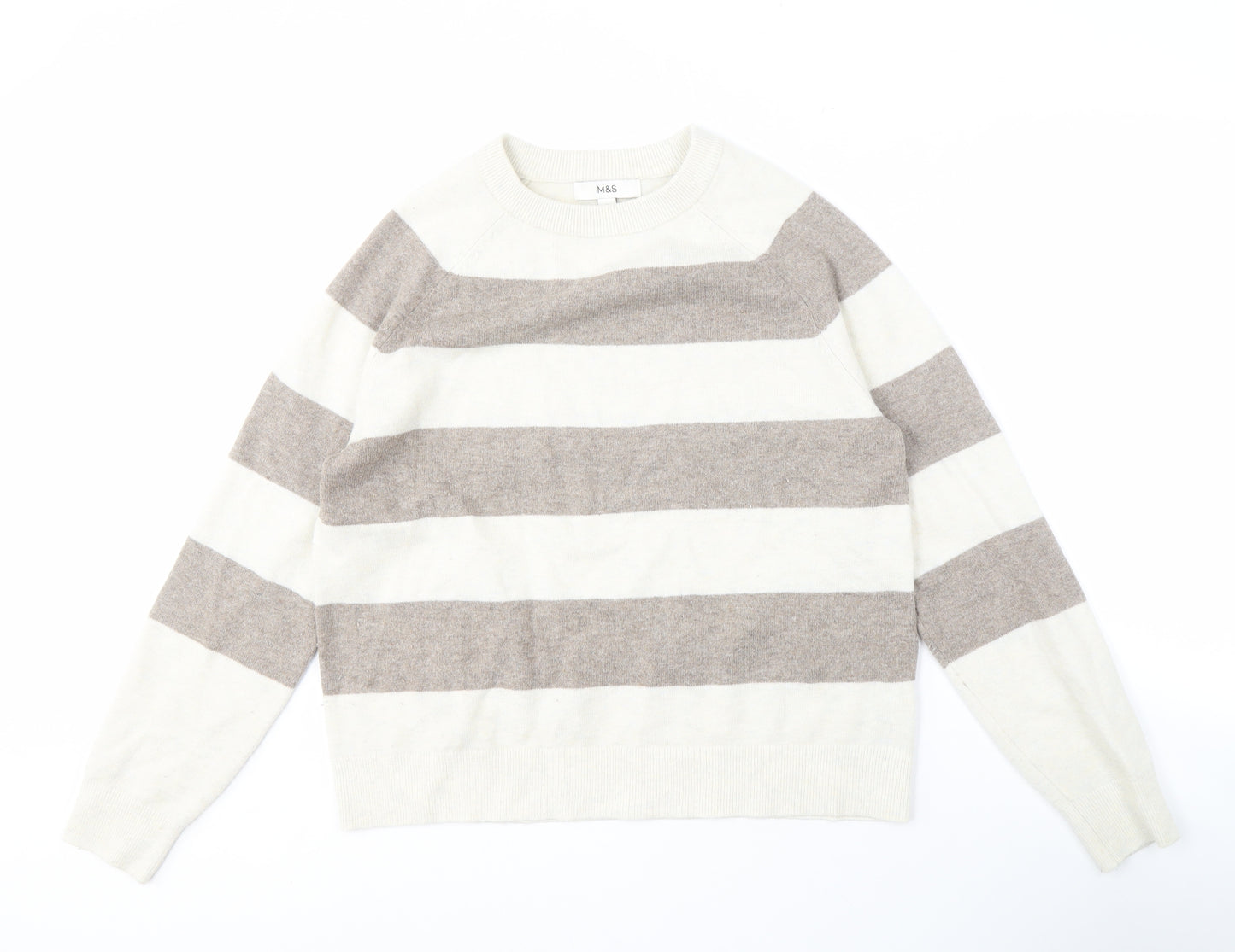 Marks and Spencer Women’s Brown Striped Pullover Jumper M