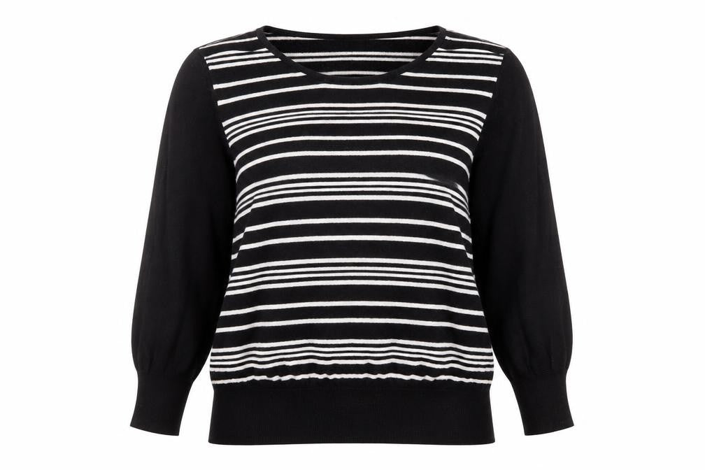 Front view of Next Women's Black Striped jumper, size 18