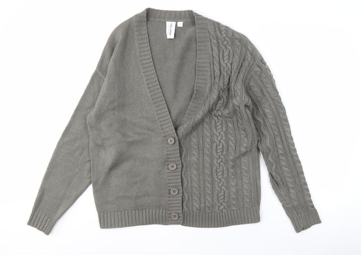 Collusion Grey Cable-Knit Cardigan XS Unisex Adults