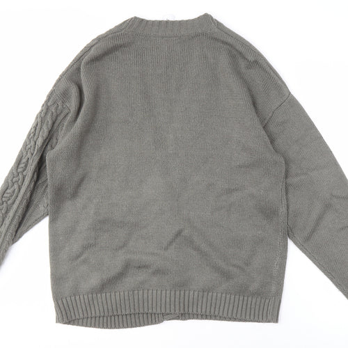 Collusion Grey Cable-Knit Cardigan XS Unisex Adults