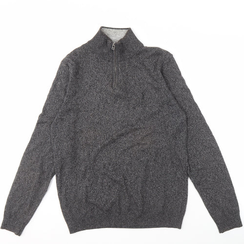 Next Men's Grey Full Zip Jumper, M, Cotton Blend