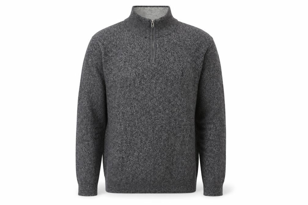 Front view of Next Men's Grey Full Zip Jumper, M, Cotton Blend